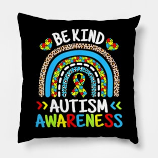 Be Kind Autism Awareness Month Blue Leopard Pillow