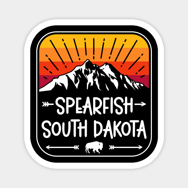 Spearfish South Dakota Vintage Mountain Sunset Magnet by SouthDakotaGifts