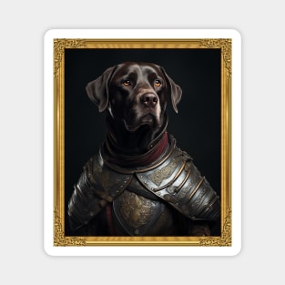 Stalwart Chocolate Labrador Retriever - Medieval English Knight (Framed) Magnet