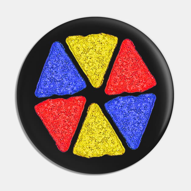 National Tortilla Chip Day TriColor Chips Hexaon Pattern Pin by BubbleMench