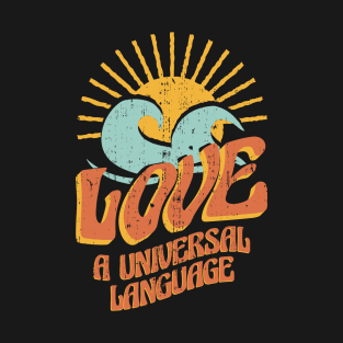 Love is an Universal Language, Sunset and Waves T-Shirt