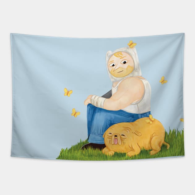 Farm world Finn and Jake - Fionna and Cake / Adventure Time fan art Tapestry by art official sweetener