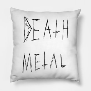 Death Metal Dark Text Sketch Design Pillow