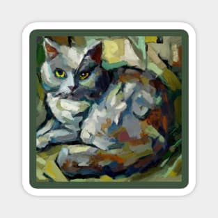 Grey Cat in the Style of Paul Cezanne Magnet