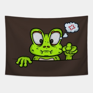 Frog Cartoon With Angry Face Expression Tapestry