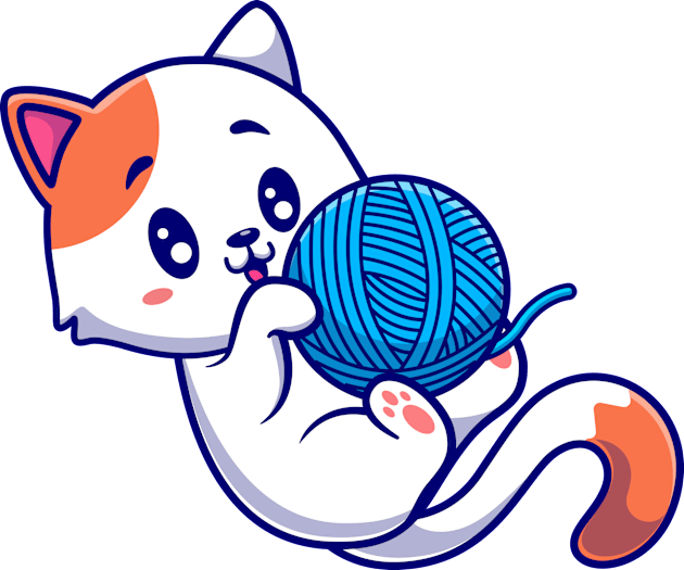 Cute Cat Playing Yarn Ball Cartoon Kids T-Shirt by Catalyst Labs