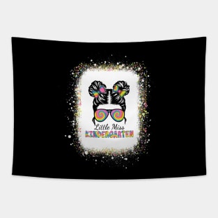 Little Miss Kindergarten Back to School Messy Bun Bleached Tapestry