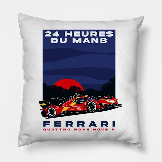 Ferrari 499P Le Mans Pillow by Camille De Bastiani