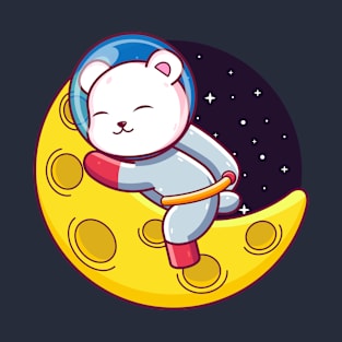 polar bear astronaut sleeping on the moon T-Shirt