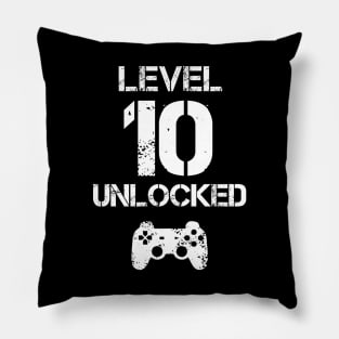 Level 10 Unlocked T-Shirt - 10th Birthday Gift Pillow