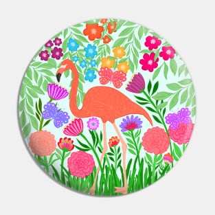 Enchanting Flamingo Butterfly and Flower Design Pin