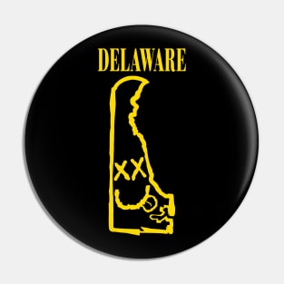 Grunge Heads Delaware Happy Smiling 90's style Grunge Face X eyes Pin