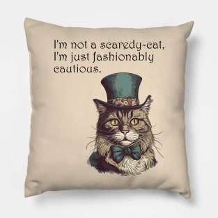 Fashionably Cautious Feline Pillow