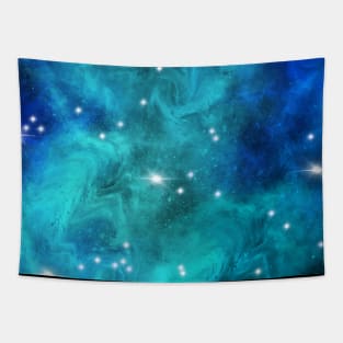 Blue Turquoise Star Nebula Space Galaxy Universe Tapestry