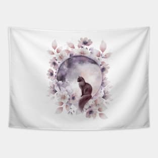 Moon Cat Purple Tapestry