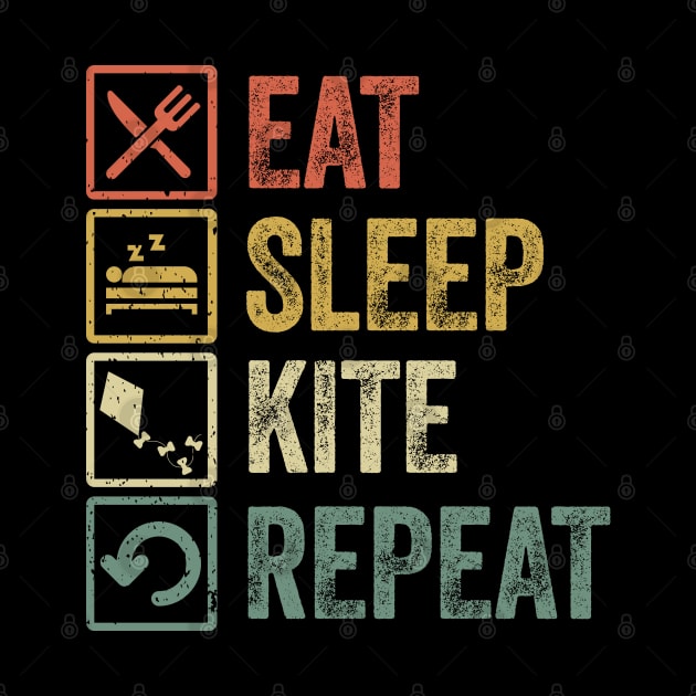 Funny eat sleep kite repeat retro vintage gift by Lyume