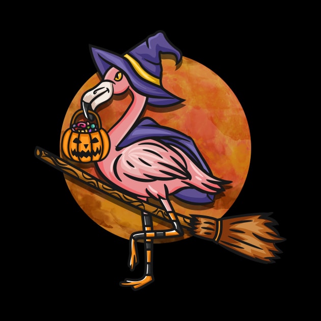 Flamingoween Flamingo Witch Gift for a Halloween Party Lover design by biNutz