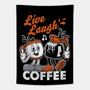 Live Laugh Love Coffee - Sassy Vintage Cartoon Tapestry