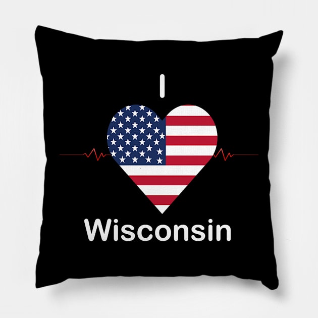 I love Wisconsin Pillow by FUNEMPIRE