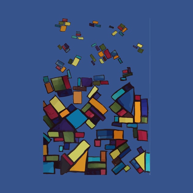 Abstract blocks illustrated to seem like they are falling down to the ground. by WelshDesigns