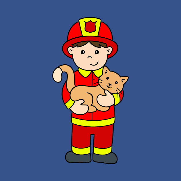 Fireman Boy Rescues Cat by samshirts