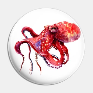 Tropical Red Octopus Pin