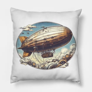 Steampunk Flying Airship Pillow