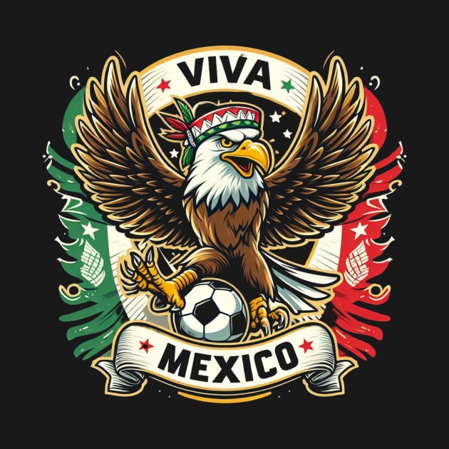Viva Mexico Futbol Soccer Bald Eagle #1 T-Shirt by Battlefoxx Living Earth