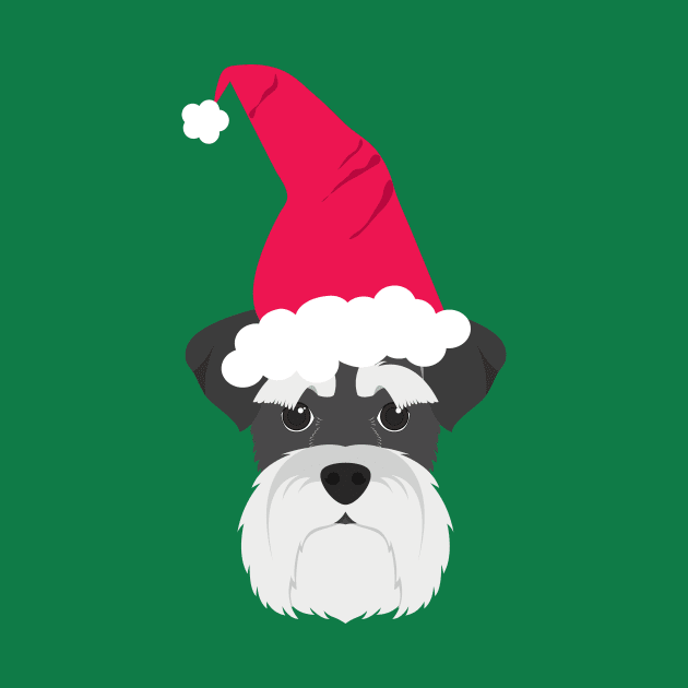 Schnauzer Dog Santa Hat by JunkyDotCom