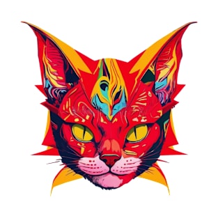 Funky Pop Art Cat Head T-Shirt