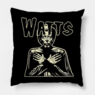 "Alan Watts Retro Punk Style | Vintage Philosophy Tee for Rebels Pillow