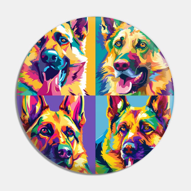 German Shepherd Dog Pop Art - Dog Lover Gifts Pin by PawPopArt