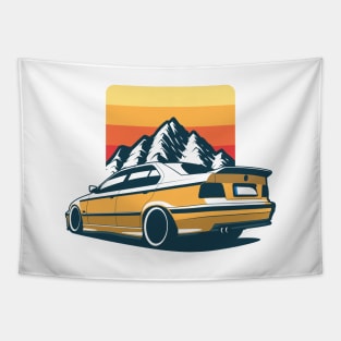 Yellow E36 Mountains Tapestry