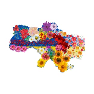 Lot of flowers on the ukrainian map T-Shirt