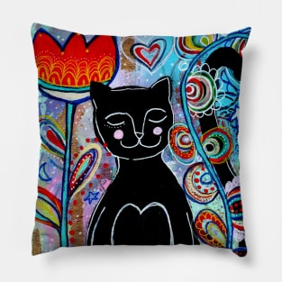 Black Cat Garden Pillow