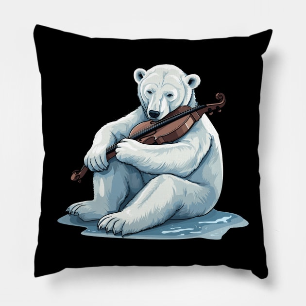 Polar Bear Playing Violin Pillow by Graceful Designs