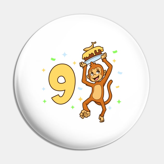 I am 9 with ape - kids birthday 9 years old Pin by Modern Medieval Design