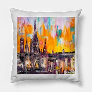 Barcelona Cathedral In The Orange Dawn Pillow