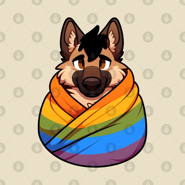 Comfy Womfy Furry Pride German Shepherd LGBTQ Rainbow by Blue Bull Bazaar