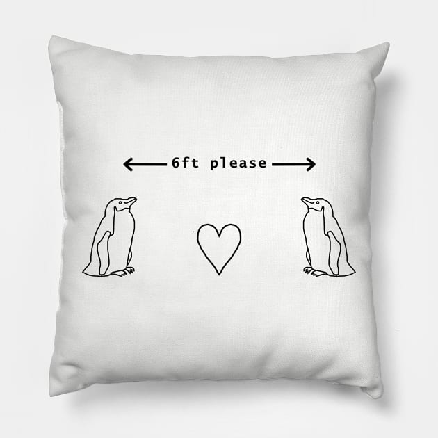 Penguins say Keep Your Distance Please Pillow by ellenhenryart