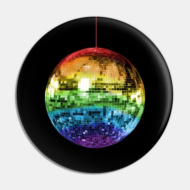 Rainbow Mirrored 1970s Disco Ball Pin by Art by Deborah Camp