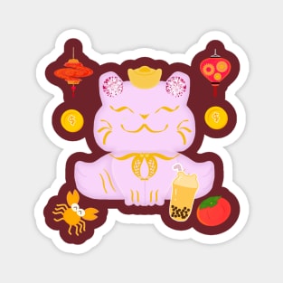 Pink cat brings wealth: Chinese New Year Magnet