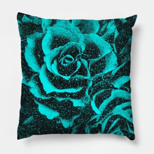 turquoise vintage flower pattern floral burlesque roses face mask Pillow