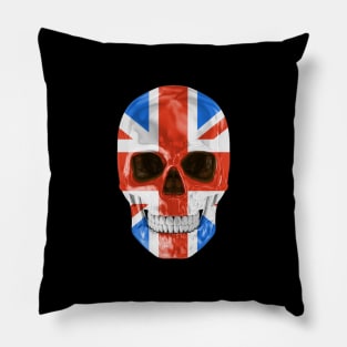 United Kingdom Flag Skull - Gift for English Scottish Welsh Or Irish With Roots From United Kingdom Pillow