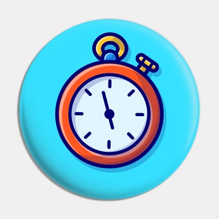 Stopwatch Timer Cartoon Vector Icon Illustration Pin