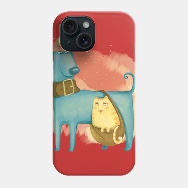 Dog Cat friends Phone Case by TeesByKimchi