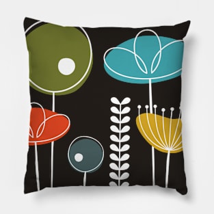 Mid Century Flowers Simple Pillow