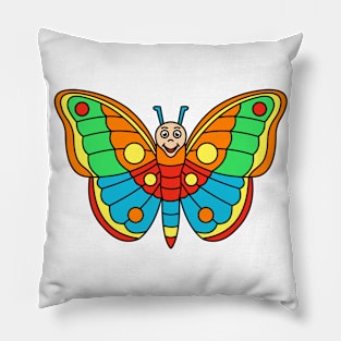 Cute Happy Colorful Flying Butterfly Pillow