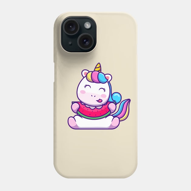 Cute Unicorn Eating Watermelon Phone Case by Catalyst Labs