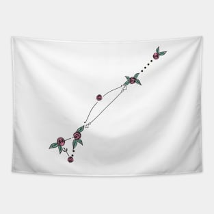 Dorado (Dolphinfish) Constellation Roses and Hearts Doodle Tapestry